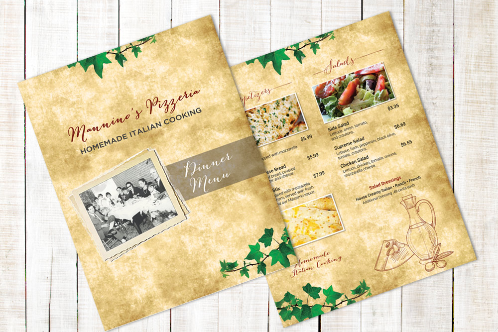 Manninos Menu Design
