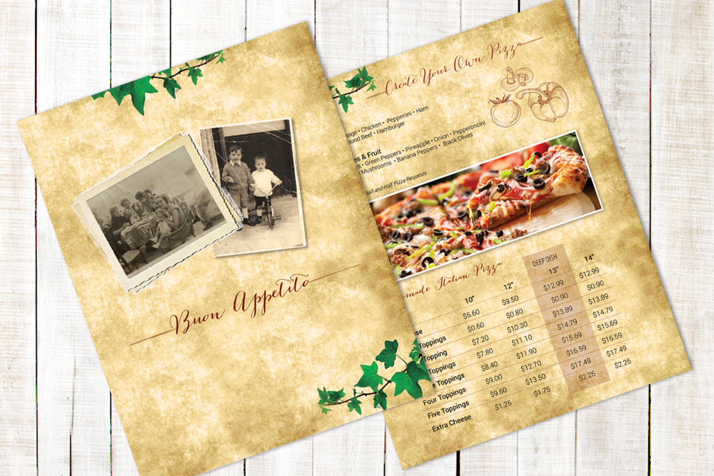 Manninos Menu Design