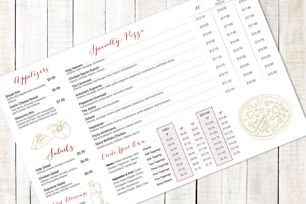 Manninos ToGo Menu Design